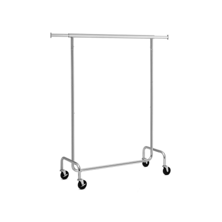 Wieszak na ubrania srebny na kółkach